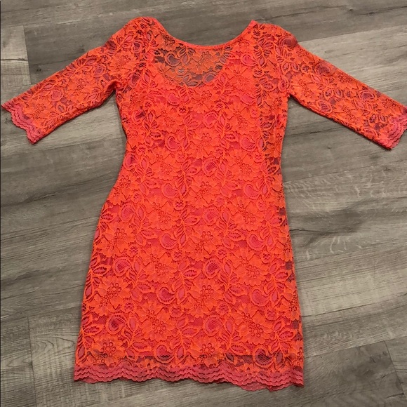 BEC n BRIDGE Lace Dress in Coral - Picture 3 of 10